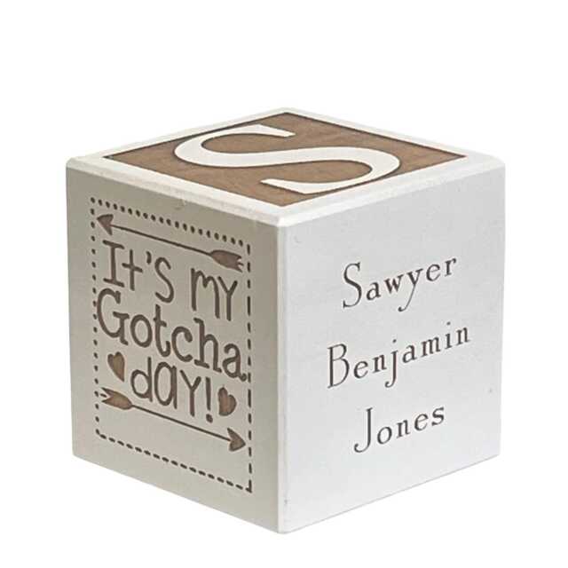 Adoption Block - Forever Family, Gotcha Day Personalized Engraved Cube - image 1
