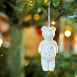 Nordic Style White Christmas Decoration, Miniature Bear Ornament, Teddy Bear Lover Gift, Hanging Tree Woodland Kids Room Decor - thumbnail 3