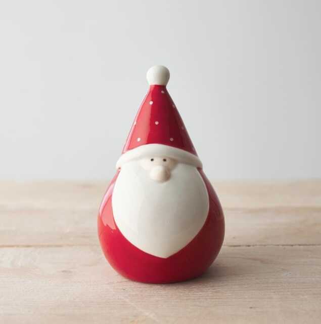 Red 13cm Nordic Ceramic Gonk Father Xmas Santa Decoration - image 1
