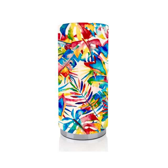 Handmade Tropical Leaves Lamp, Watercolour Fabric Shade, Chrome Base - image 1