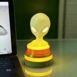 Grey Alien Head Led Lamp - Free Shipping Sci-Fi Night Light Handmade Ufo Decor For Fans I Want To Believe Area 51 Roswell - thumbnail 2