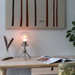 Tripod Bubble Table Lamp, Polished Nickel Desk Glass Globe Shade, Industrial Lighting Fixture, Minimalist Bedroom Living Room Lights - thumbnail 3