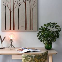 Tripod Bubble Table Lamp, Polished Nickel Desk Glass Globe Shade, Industrial Lighting Fixture, Minimalist Bedroom Living Room Lights - thumbnail 4