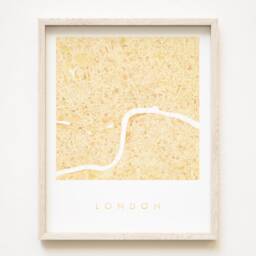 London Map Hand Painted Watercolor Print UK City Block Plan - Art Print Wedding Graduation Travel Gift England Yellow Ochre Grey - thumbnail 1
