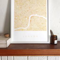 London Map Hand Painted Watercolor Print UK City Block Plan - Art Print Wedding Graduation Travel Gift England Yellow Ochre Grey - thumbnail 2
