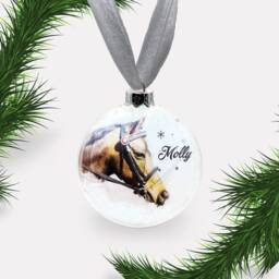 Personalised - Custom Pet Bauble. Glass Christmas Photo. Dog, Cat, Rabbit, Bird, Horse & More