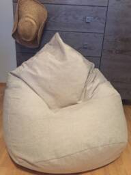 Linen Bean Bag Chair With Insert, Rustic Scandinavian Floor Pillow, Unfilled Beanbag Cover - thumbnail 1