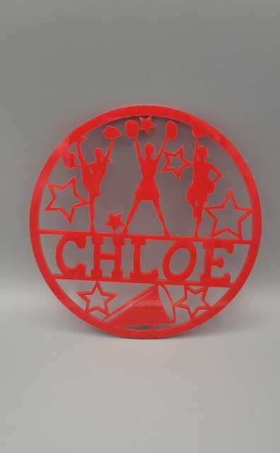 Personalised Cheerleader Name Sign - Dancer Bedroom Wall Or Door Hanger, Custom Cheer Club Plaque, Girls Room Decor, Acrylic Wood - image 1