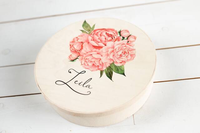 Personalized Baby Memory Box With Flowers Keepsake Gift - image 1