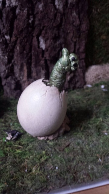 Hand Painted Hatching Dragon Statue, Fairy Garden Decor - image 1