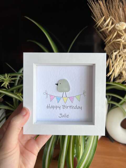 Best Friend Birds Personalised Sea Glass Art. Happy Birthday, Friendship Present, Bird - image 1
