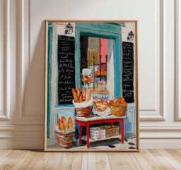 French Bakery Print, Vintage Parisian Cafe, Travel Wall Art - thumbnail 1