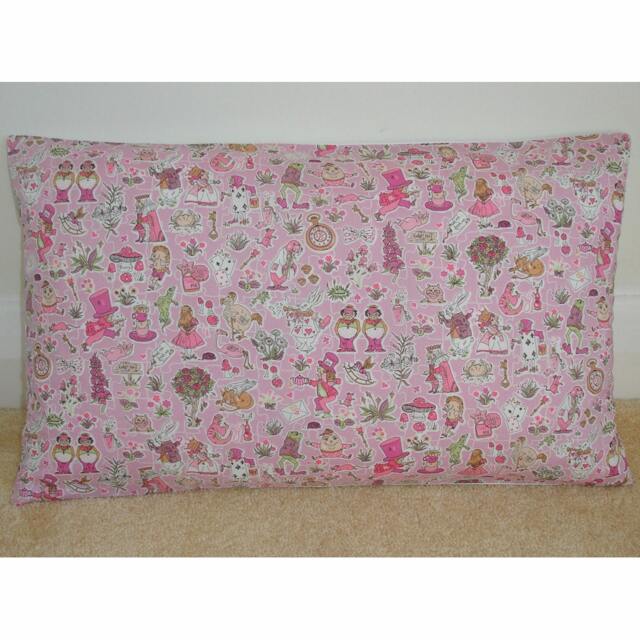 Alice in Wonderland Pillow Cover Cushion Sham 12x16 Pink Oblong Bolster Liberty Limited Edition Case Slip Pillowcase Nursery 16x12
