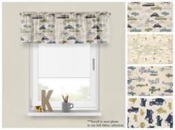 Felix Blue Valances - Premier Prints Nursery Or Play Room Decor - Custom Straight Wavy Panel - Choose Your Size - thumbnail 1