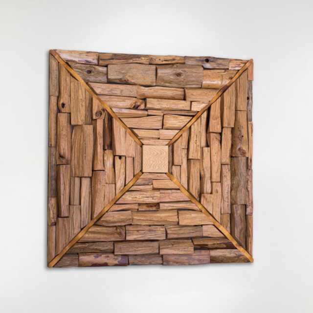 Textured Wooden Artwork - Unframed Wall Decor Over Fireplace Organic Modern Rustic Art - image 1