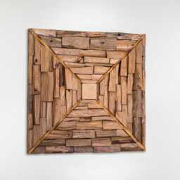 Textured Wooden Artwork - Unframed Wall Decor Over Fireplace Organic Modern Rustic Art - thumbnail 1