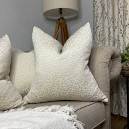 Country Farmhouse Cushion Cover John Lewis & Partners Eversley Fabric, Leaf Trails Buds/ Ivory Champagne, High Quality Handmade
