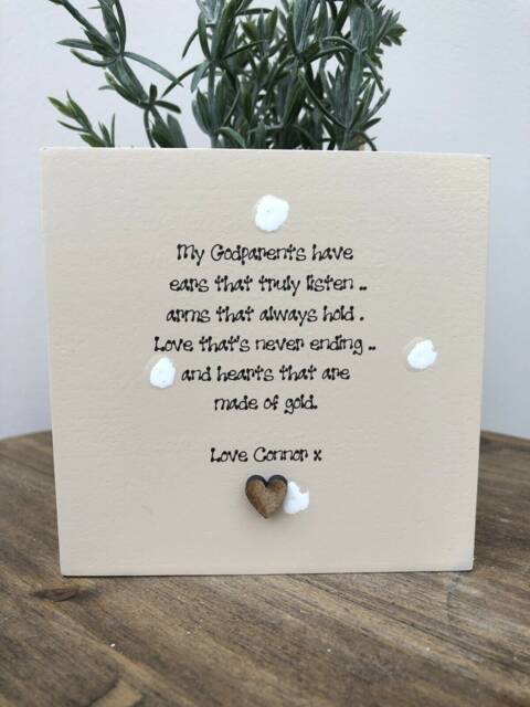 Godparents Personalised Flower/Plant Pot Godmother Godfather Gift Shabby Chic Style. Christening Baptism Christmas Birthday Any Names - image 1