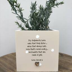 Godparents Personalised Flower/Plant Pot Godmother Godfather Gift Shabby Chic Style. Christening Baptism Christmas Birthday Any Names - thumbnail 2