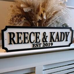 70cm Long - Couples Sign - Street 3D Look Personalised Wall Mount Home Decor Birthday Wedding Engaged Christmas Est Date - thumbnail 2