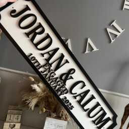 70cm Long - Couples Sign - Street 3D Look Personalised Wall Mount Home Decor Birthday Wedding Engaged Christmas Est Date - thumbnail 4