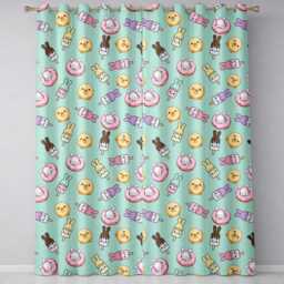 Cute Bunny Ice Cream Donut Chick Kawaii Seamless Pattern Mint Background Readymade Eyelet Ring Top Thermal 100% Blackout Curtains - thumbnail 2