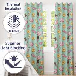 Cute Bunny Ice Cream Donut Chick Kawaii Seamless Pattern Mint Background Readymade Eyelet Ring Top Thermal 100% Blackout Curtains - thumbnail 3