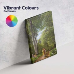 Sunlit Green Forest Path Figures & Dog Romantic Landscape Canvas Wall Art Print Decor Picture Ready To Hang - thumbnail 4