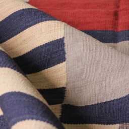 Handmade Wool Kilim Rug 5x8 Geometric Stripes, Flat Weave Contemporary Home Decor - thumbnail 3