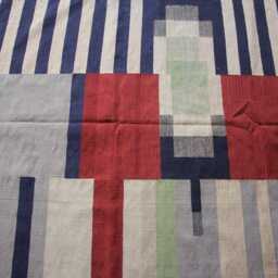 Handmade Wool Kilim Rug 5x8 Geometric Stripes, Flat Weave Contemporary Home Decor - thumbnail 4