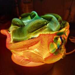 Iridescent Art Glass Rose Lamp Hand-Blown Led Sculpture - thumbnail 3