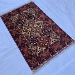Handwoven Wool Ahal Gul Rug Traditional Afghan Carpet - 4.8x3.3 Ft - thumbnail 4