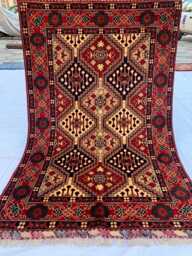Handwoven Wool Ahal Gul Rug Traditional Afghan Carpet - 4.8x3.3 Ft - thumbnail 1