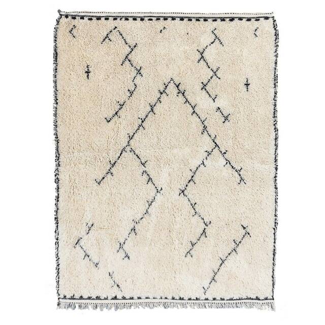 Moroccan Wool Rug, Berber Area Beni Ourain Black & White Rug 8x10 - image 1