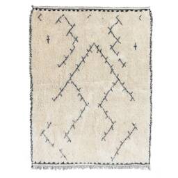 Moroccan Wool Rug, Berber Area Beni Ourain Black & White Rug 8x10 - thumbnail 1