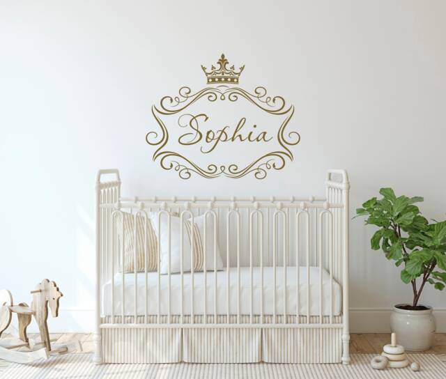 Personalized Princess Crown Name Wall Decal Custom Girl Nursery Decor M056 - image 1