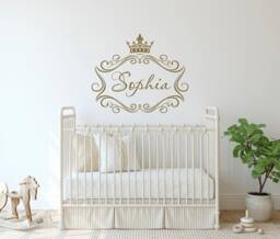 Personalized Princess Crown Name Wall Decal Custom Girl Nursery Decor M056 - thumbnail 1