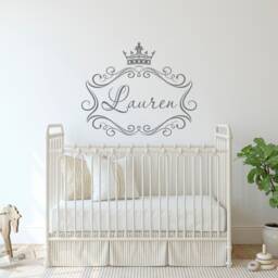 Personalized Princess Crown Name Wall Decal Custom Girl Nursery Decor M056 - thumbnail 3
