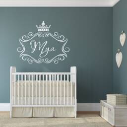Personalized Princess Crown Name Wall Decal Custom Girl Nursery Decor M056 - thumbnail 4