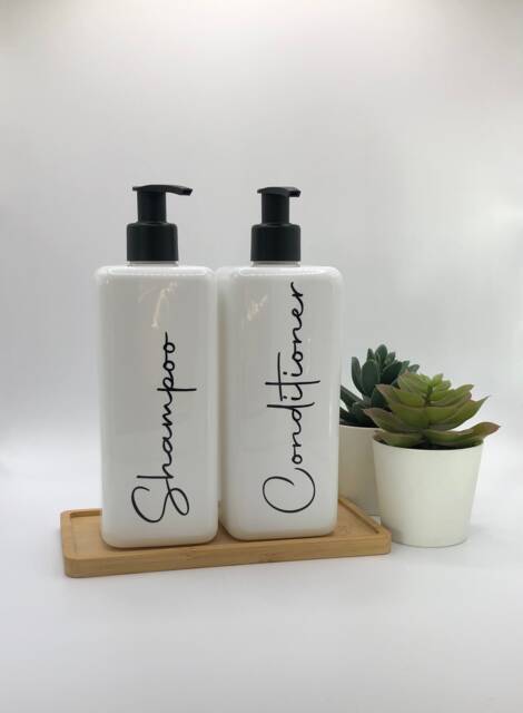 Personalised White Square Soap Dispenser Bottle With Matte Black Pump 250Ml & 500Ml - image 1