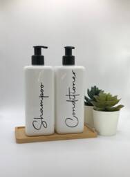 Personalised White Square Soap Dispenser Bottle With Matte Black Pump 250Ml & 500Ml
