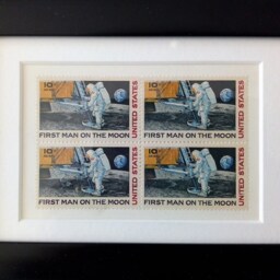 Man On The Moon Apollo 11 Stamps Mint Framed Usa 1969 - thumbnail 3