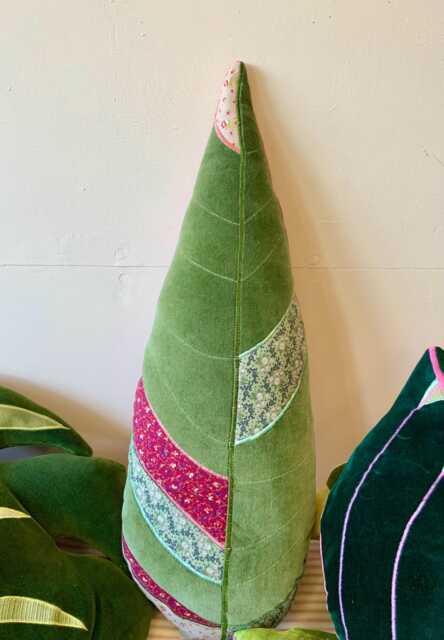 Sale Stomanthe Plant Leaf Cushion /Plant Decorative Botanical Pillow Handmade in Brighton Using Repurposed Fabric & Eco Filling - image 1
