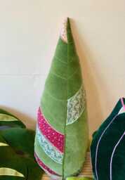 Sale Stomanthe Plant Leaf Cushion /Plant Decorative Botanical Pillow Handmade in Brighton Using Repurposed Fabric & Eco Filling - thumbnail 1