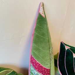 Sale Stomanthe Plant Leaf Cushion /Plant Decorative Botanical Pillow Handmade in Brighton Using Repurposed Fabric & Eco Filling - thumbnail 3