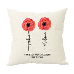 Personalised Friend Cushion If Friends Were Flowers I'd Pick You Hessian Style Pillow Birthday Custom Gift - thumbnail 4