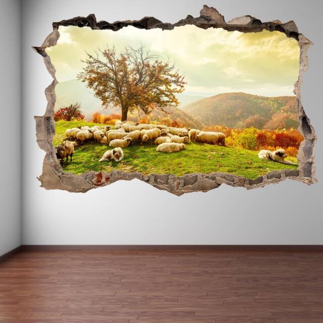 Sheep Plants Trees Wall Decal Sticker Mural Poster Print Art Home Office Farm Decor Ea13 - image 1