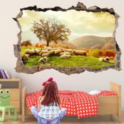 Sheep Plants Trees Wall Decal Sticker Mural Poster Print Art Home Office Farm Decor Ea13 - thumbnail 2