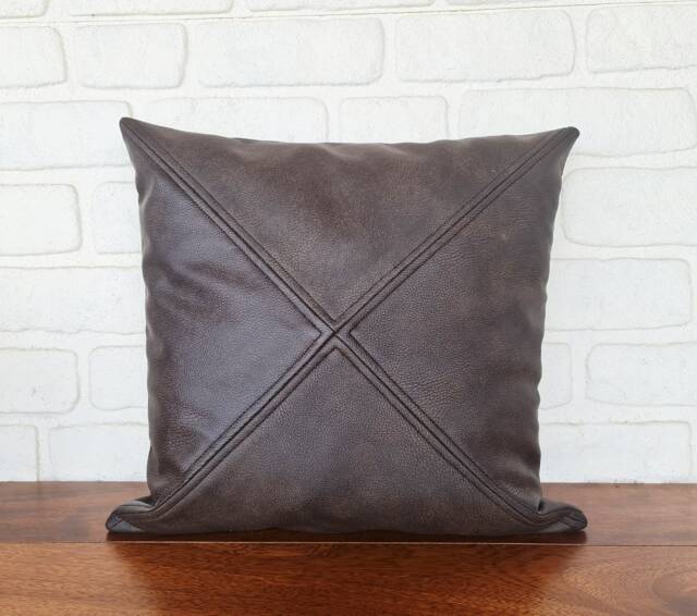Triangle Faux Leather Pillow Cover Modern Color Block Cushion - image 1