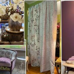 Designers Guild Purple Printed Cotton Fabric Curtains Custom Roman Blinds - thumbnail 3